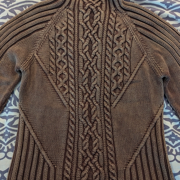 Women's Vintage Brown Cable Knit Sweater - Picture 2 of 13